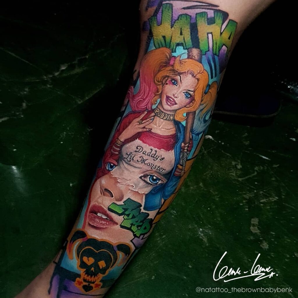 Colorful Harley Quinn Collage Tattoo Tattoo Design