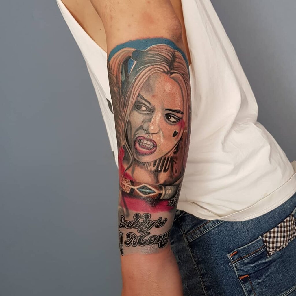 Fierce Harley Quinn Portrait Tattoo Tattoo Design