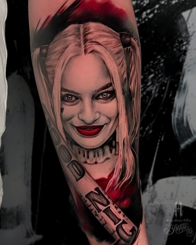 Intense Harley Quinn Realism Tattoo Tattoo Design