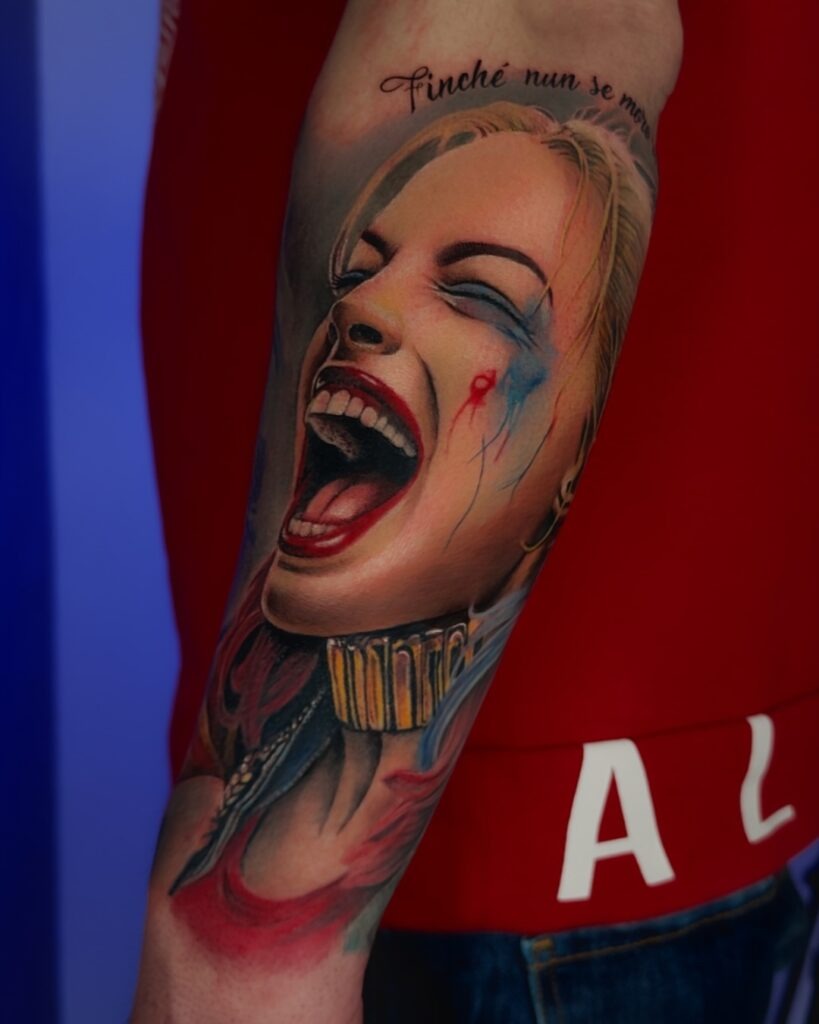 Laughing Harley Quinn Realism Tattoo Tattoo Design