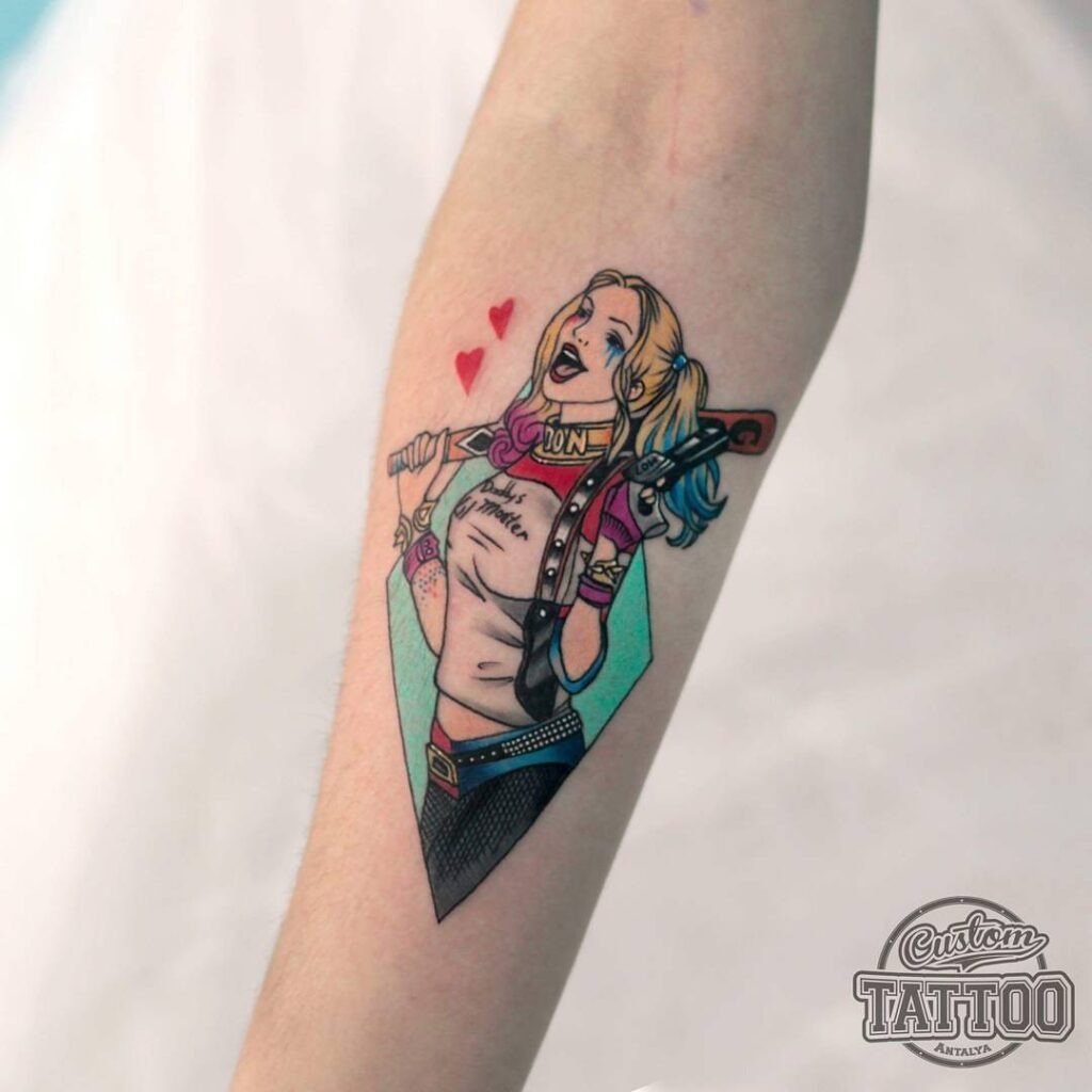 Playful Cartoon Harley Quinn Tattoo Tattoo Design