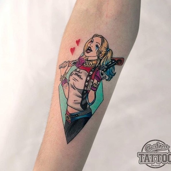Playful Harley Quinn Forearm Tattoo Tattoo Design