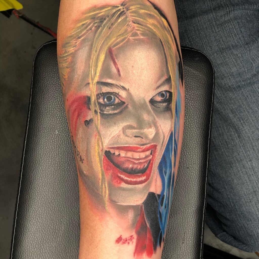 Realistic Harley Quinn Portrait Tattoo Tattoo Design