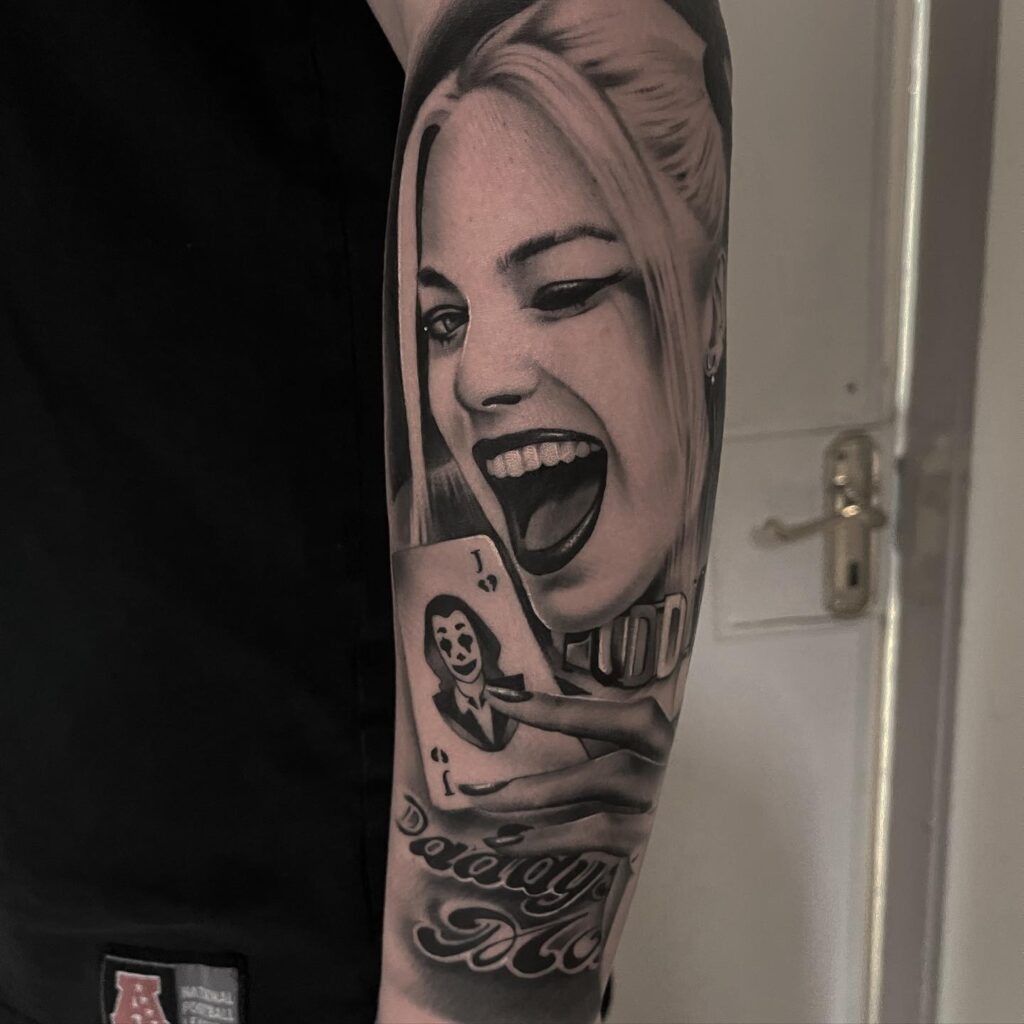 Realistic Harley Quinn Portrait Tattoo Tattoo Design