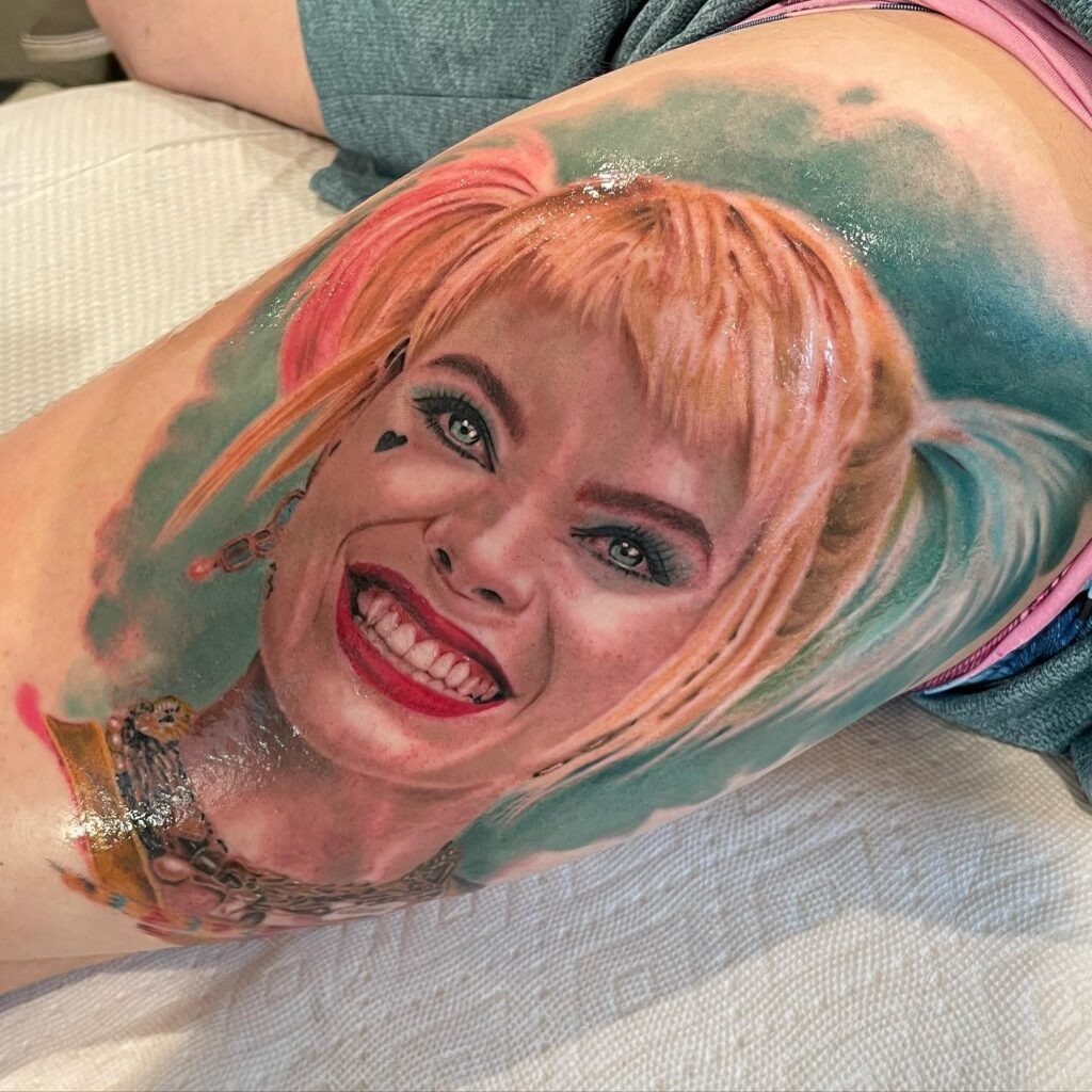 Smiling Harley Quinn Portrait Tattoo Tattoo Design