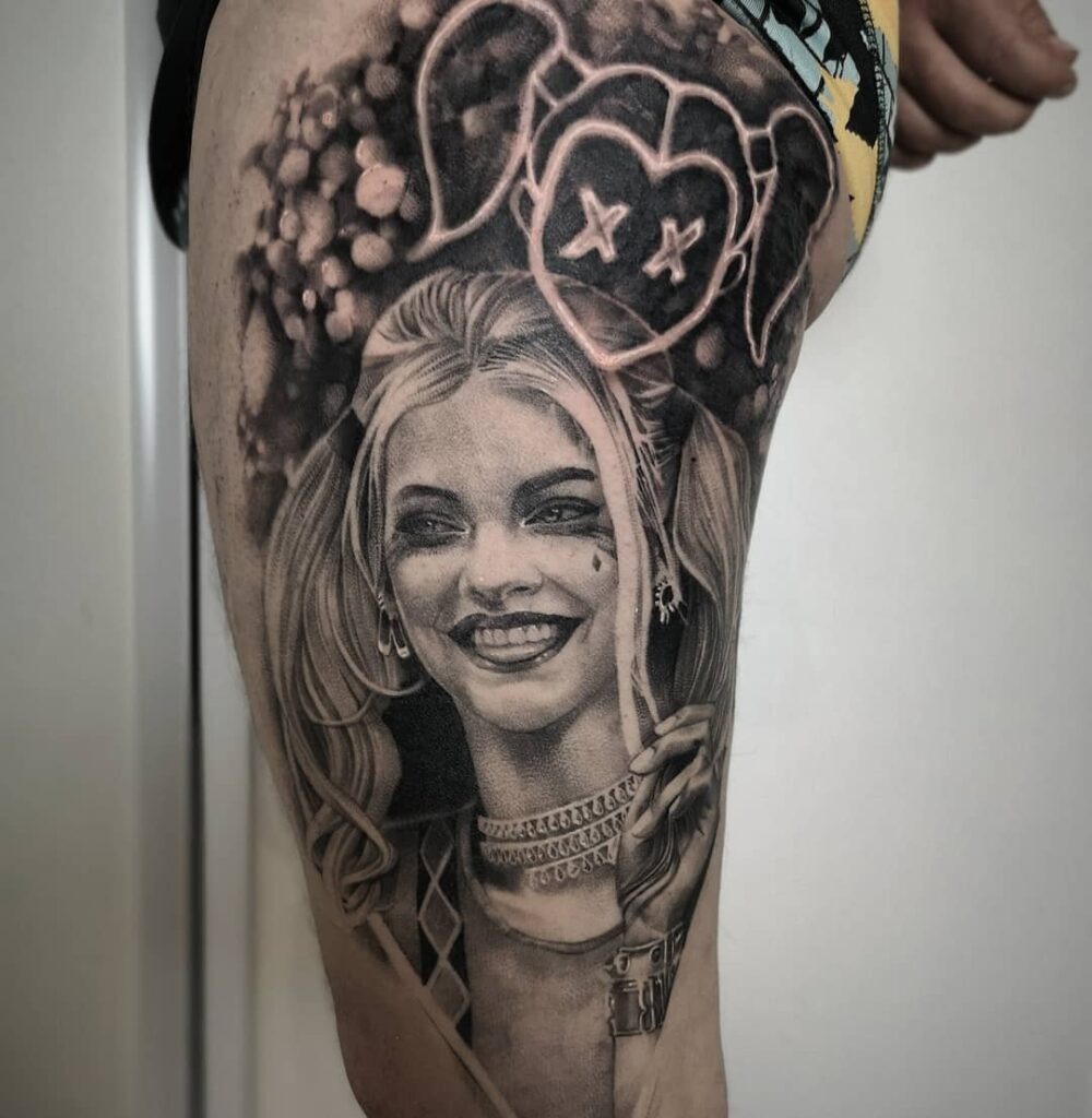 Smiling Realism Harley Quinn Tattoo Tattoo Design