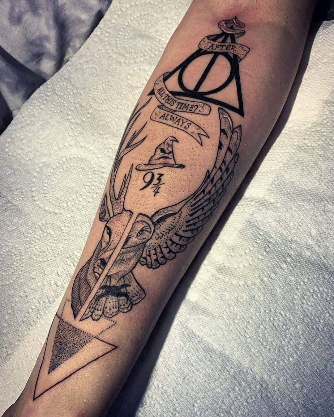 Deathly Hallows and Magical Creature Tattoo Tattoo Design