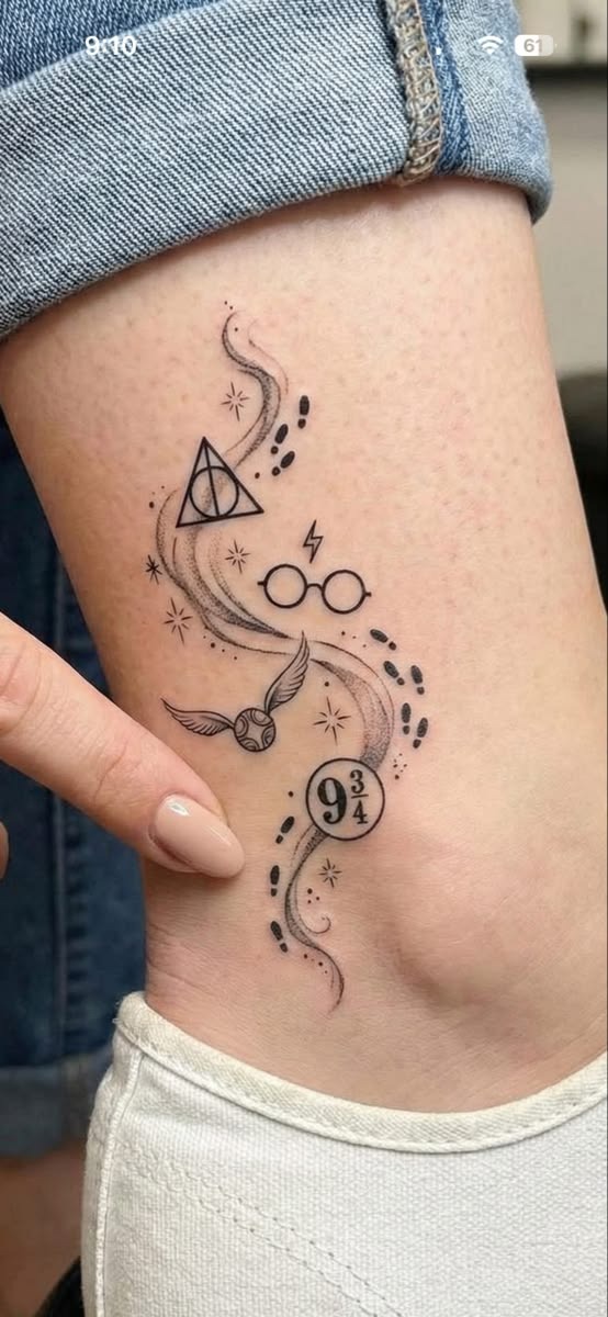 Delicate Harry Potter Symbol Trail Tattoo Tattoo Design