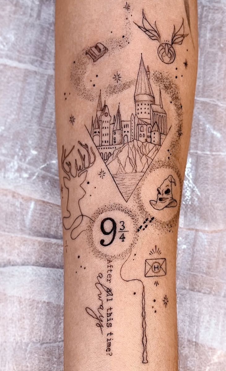Fine Line Hogwarts Memory College Tattoo Tattoo Design