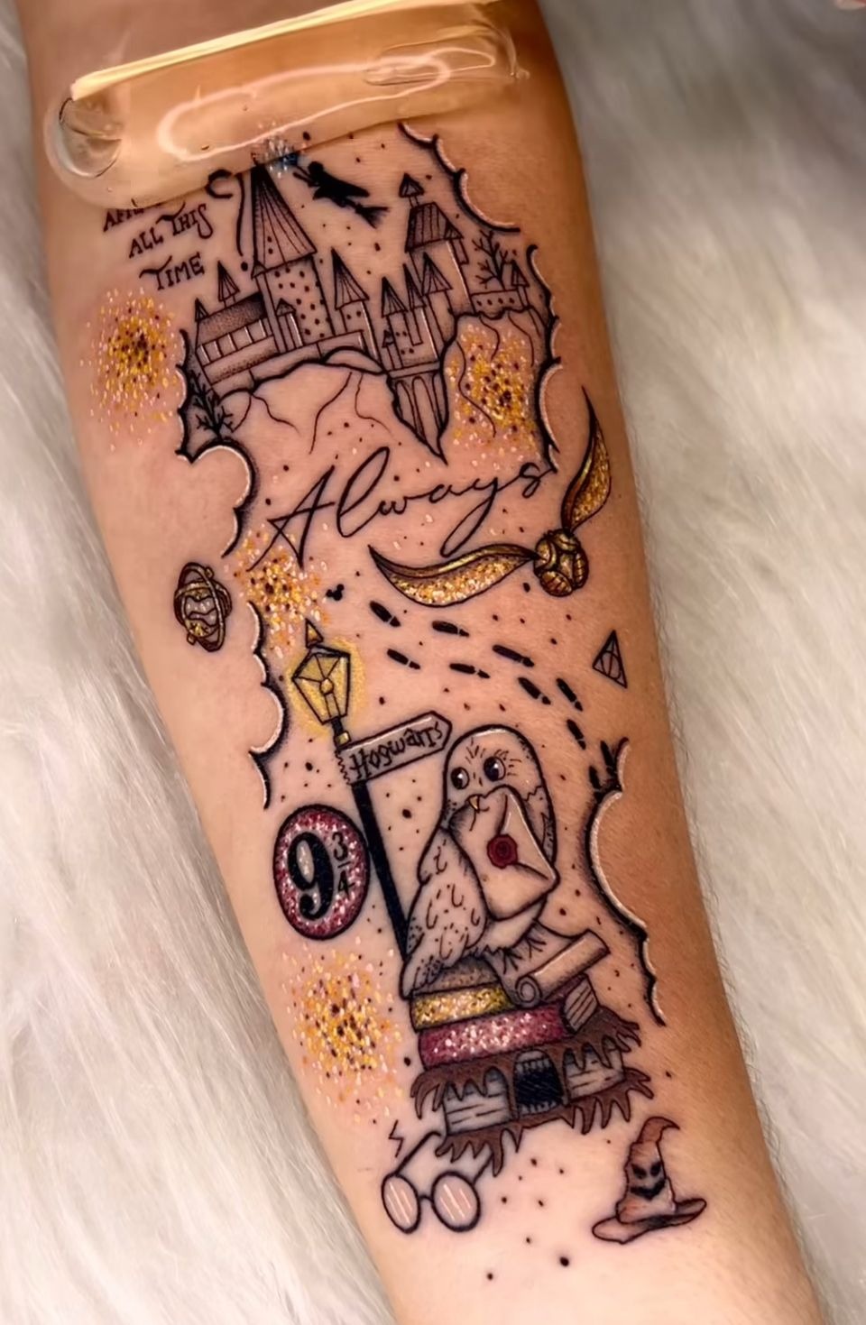 Magical Harry Potter Patchwork Tattoo Tattoo Design