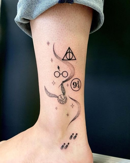 Minimal Harry Potter Ankle Symbol Tattoo Tattoo Design