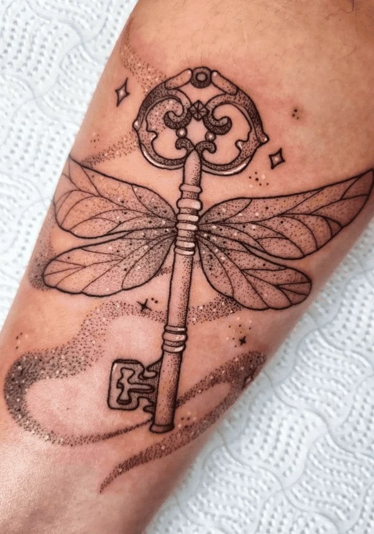 Winged Magical Key Tattoo Tattoo Design