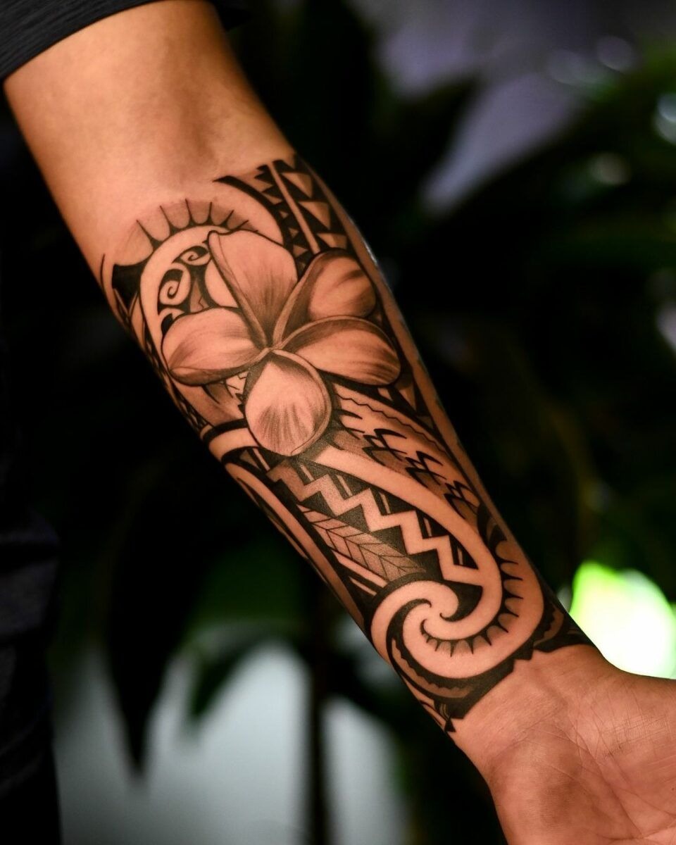 Fine Line Tribal Flower Arm Tattoo Tattoo Design