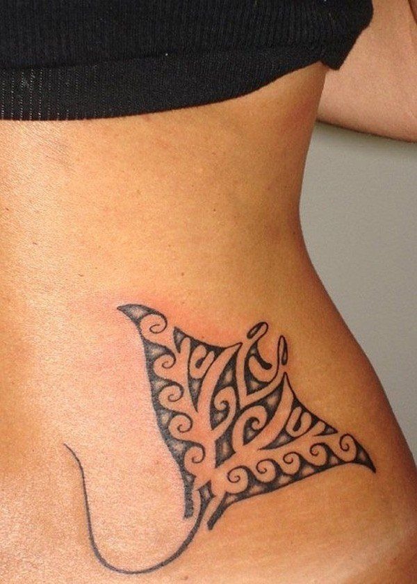 Fine Line Wave and Hibiscus Micro Tattoo Tattoo Design