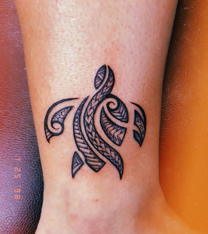 Tiny Tribal Turtle Ankle Tattoo Tattoo Design