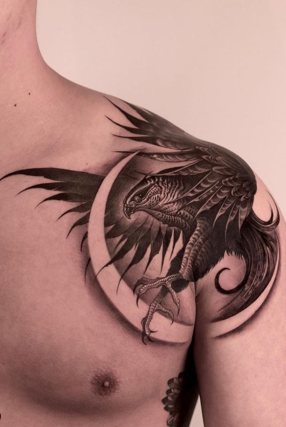 Crescent Shoulder Hawk Armor Tattoo Tattoo Design