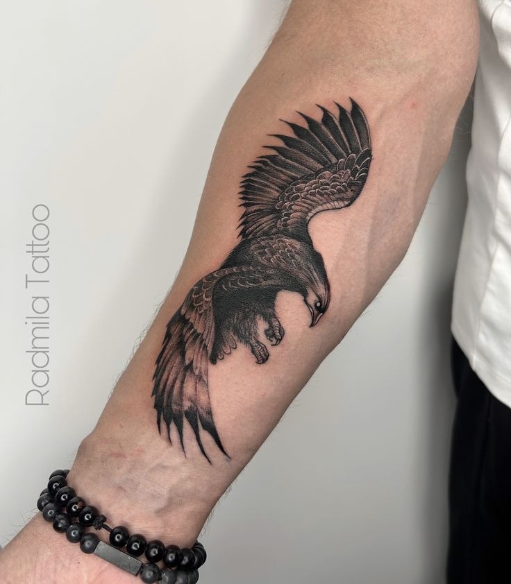 Diving Black Hawk Forearm Tattoo Tattoo Design