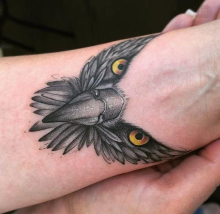 Tiny Flying Hawk on the Collarbone Tattoo Design