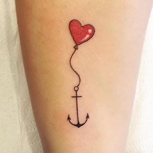 Anchor Heart Shaped Balloon Design Tattoo Design