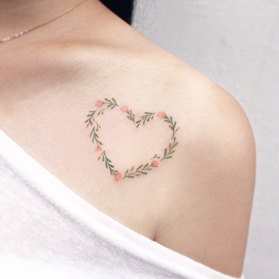 Beautiful Floral Heart Tattoo for the Pretty Souls Tattoo Design