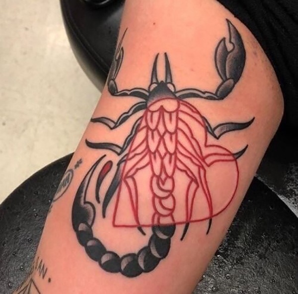Black and Red Scorpion with An Exposed Red Heart Tattoo Tattoo Design