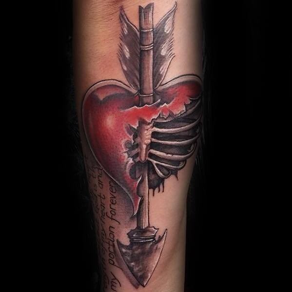 Cut Arrow Rib Cage Heart Tattoo for the Dark Souls Tattoo Design