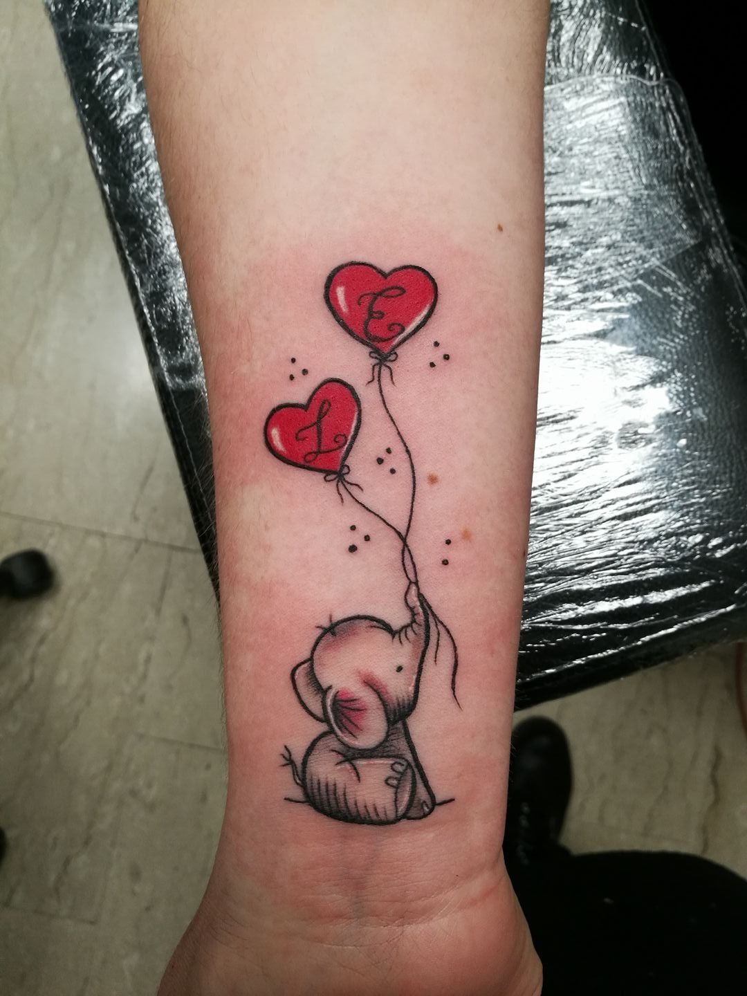 Cute Elephant Heart Shape Balloons for Hardcore Lovers Tattoo Design