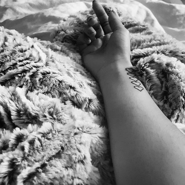 Five Simple Hearts in a Row Tattoo Tattoo Design