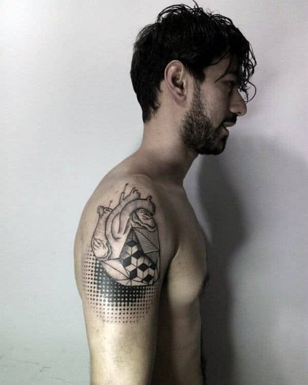 Geometric Design Human Heart Tattoo for the Elaborate Lovers Tattoo Design