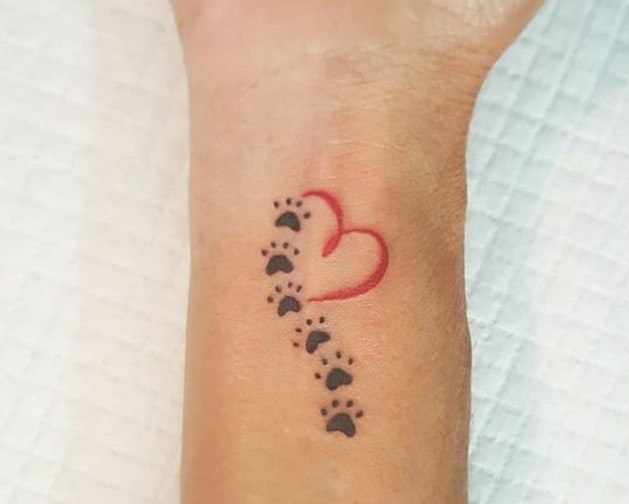 Half Heart Shape Paw Tattoo for Dog Lovers Tattoo Design