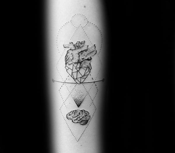Heart-Brain Connection Heart Tattoo for the Analytical Mind Tattoo Design