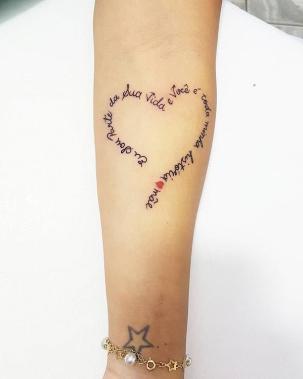 Heart Quotation Tattoo for the Words’ Lovers Tattoo Design