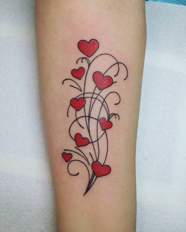 Heart Tattoo Bouquet for the Flower Lovers Tattoo Design