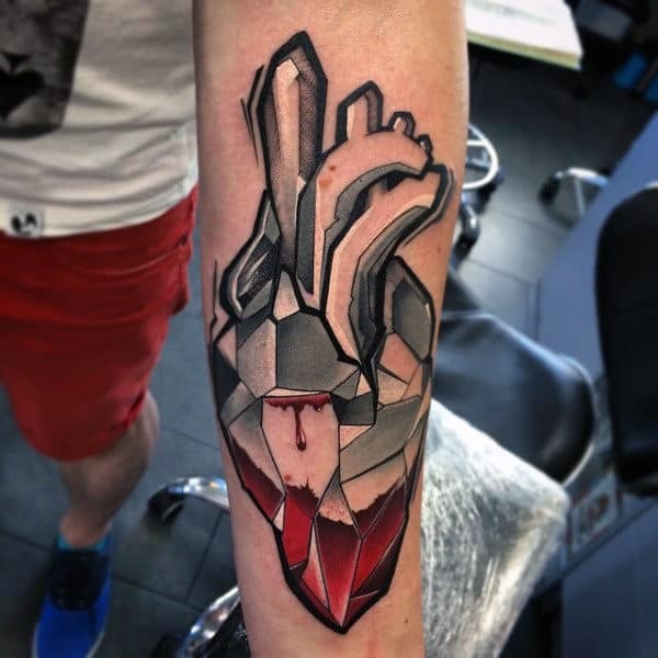 Nut-Bolt Blood Shed Heart Tattoo for the Love of Vibrance Tattoo Design