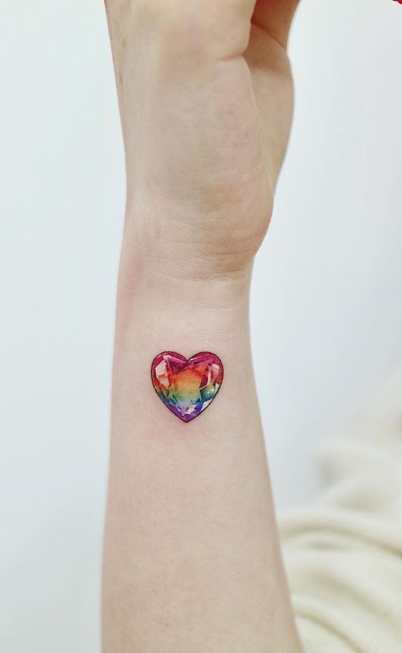 Rainbow Crystal Heart Tattoo for the Shining Soul Tattoo Design