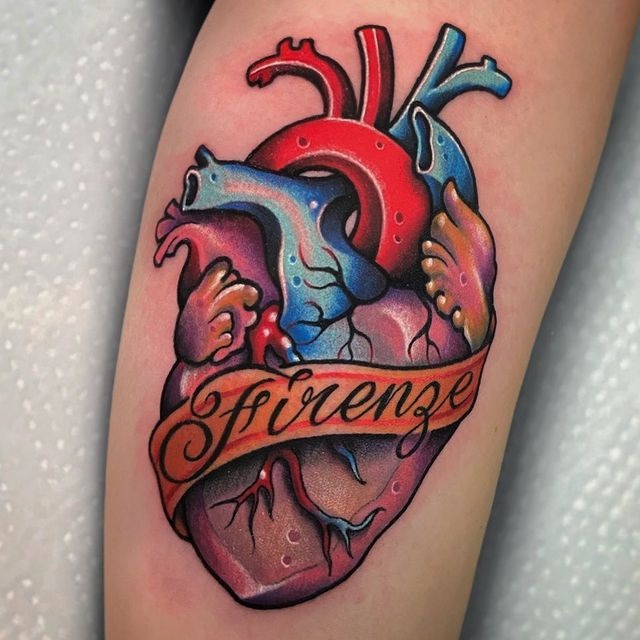 Rainbow Shade Firenze Heart Tattoo Design for the Love of Italy Tattoo Design