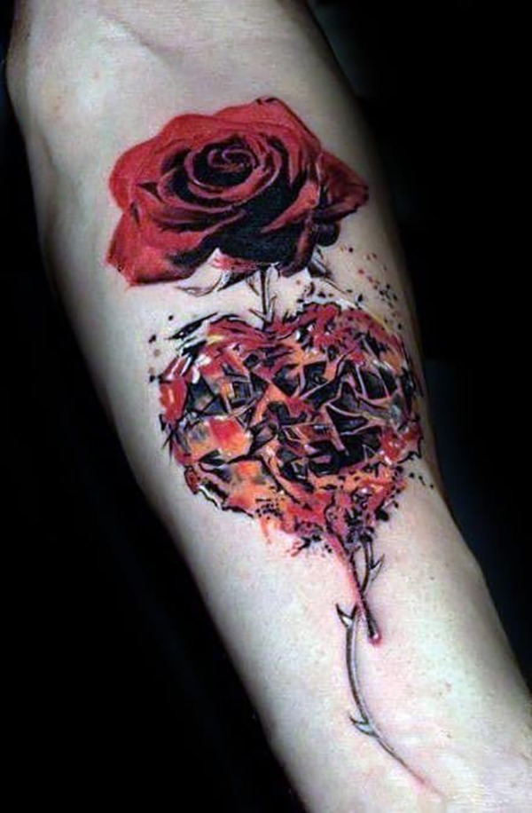 Rose-Pierced Broken Heart Tattoo for the Crimson Lovers Tattoo Design