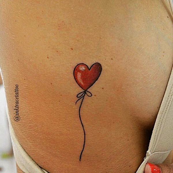 Simple Heart Tattoo with a Bow Knot Tattoo Design