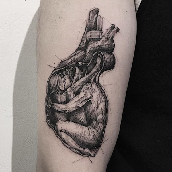 Soul-Connecting Kiss Heart Symbol for Loving Personalities Tattoo Design