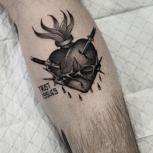 Trust Issues Knife Stab Heart for the Broken Heart Tattoo Tattoo Design
