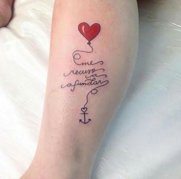 Twisted String Heart Tattoo Lettering Tattoo Design