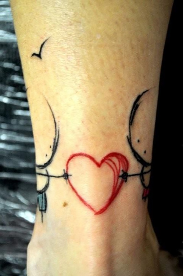 United Love Heart Tattoo for True Lovers Tattoo Design