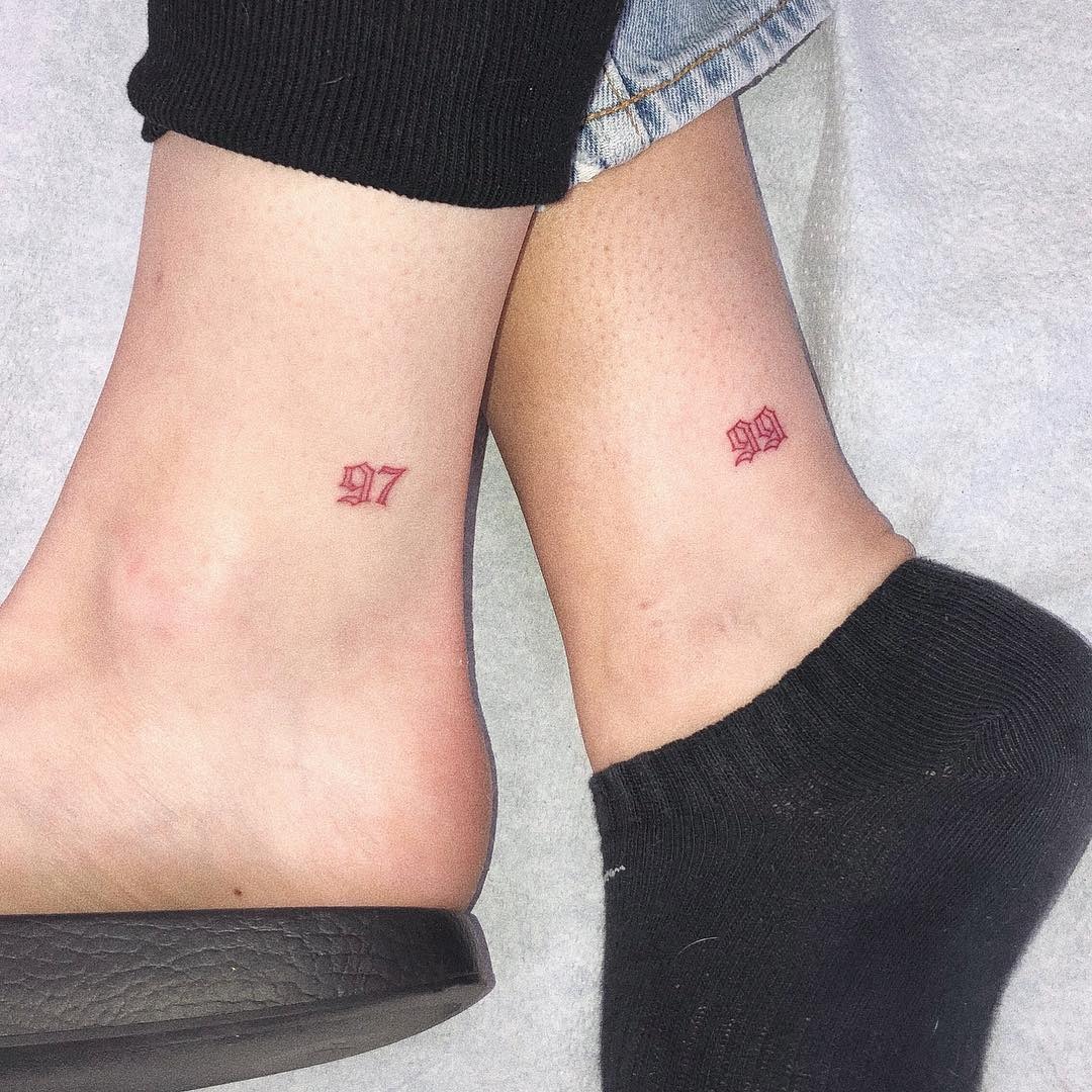 Adorable sister tattoos featuring tiny ducks Tattoo Design