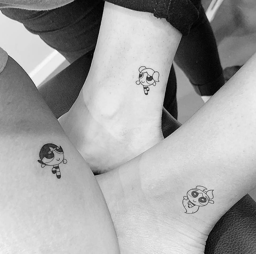 Cute Powerpuff Girls Sister Tattoos Together Tattoo Design