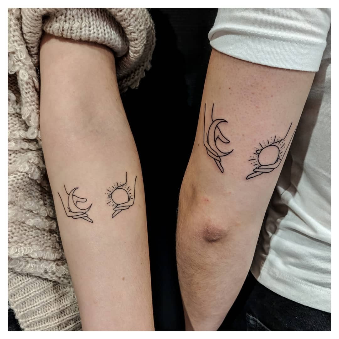 Minimalist Globe Tattoos Celebrating Sisterhood Tattoo Design