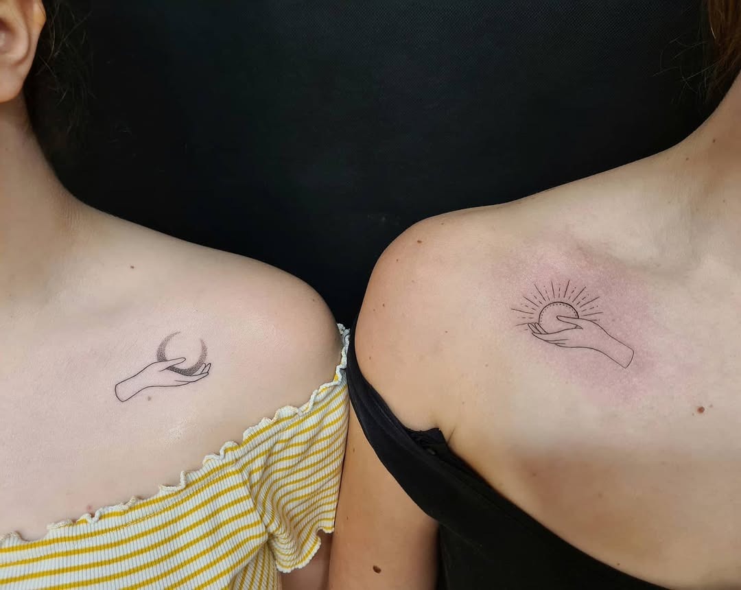 Minimalist lightning bolt sister tattoos. Tattoo Design