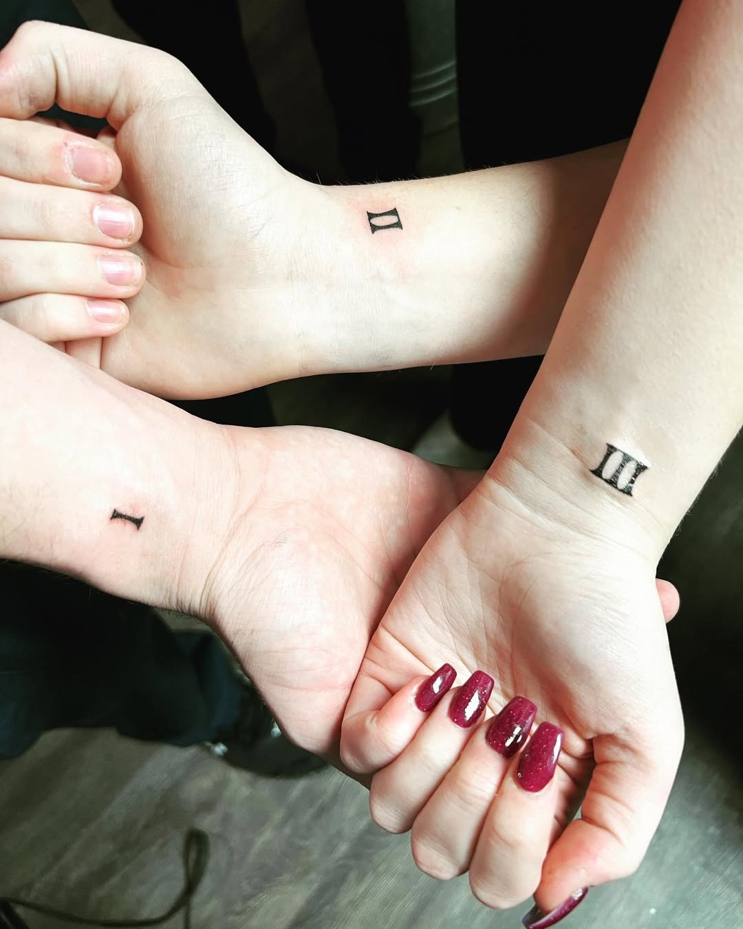 Minimalist Sister Tattoos with Numbers Tattoo Design