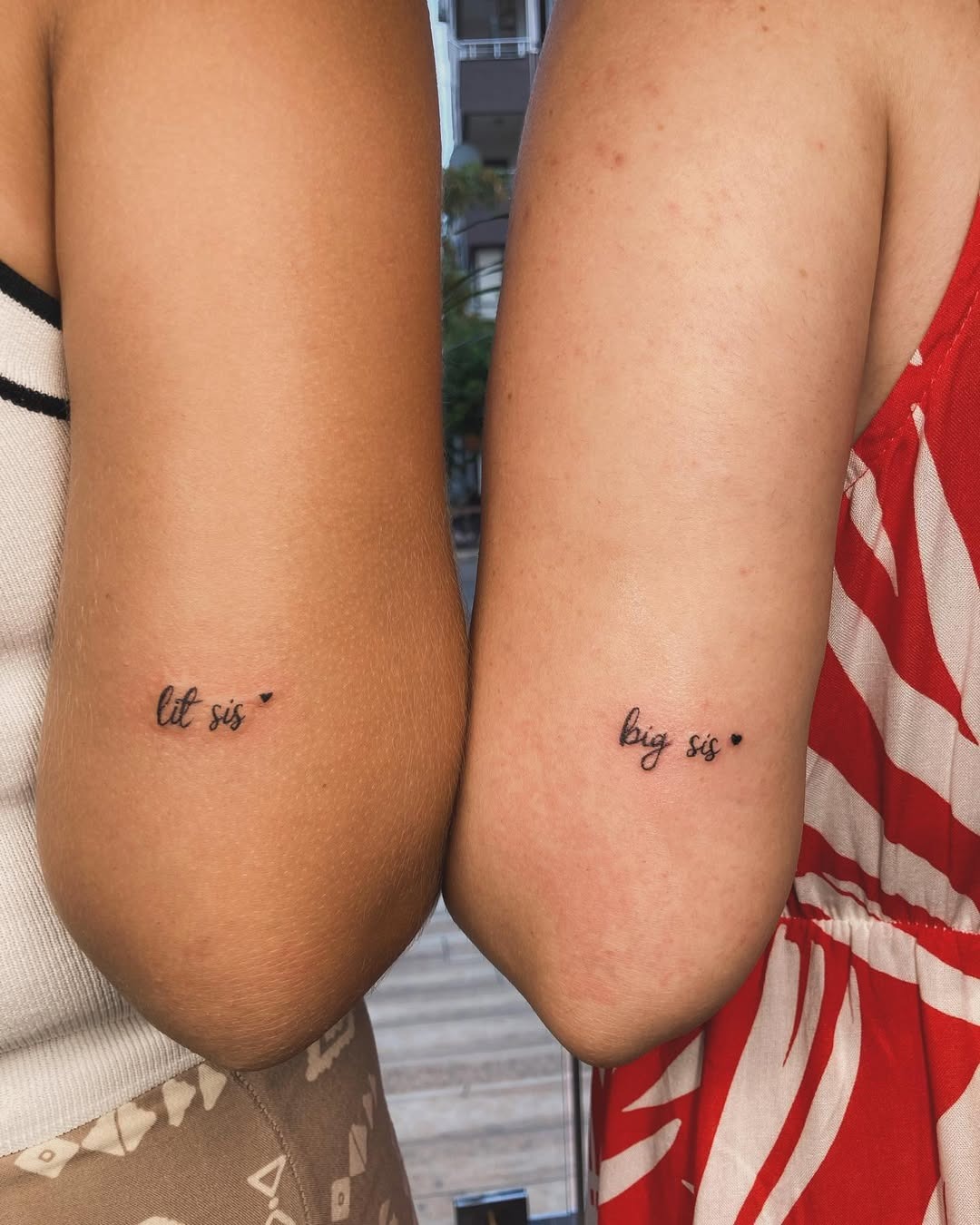 Sweet sister tattoos with floral elements Tattoo Design