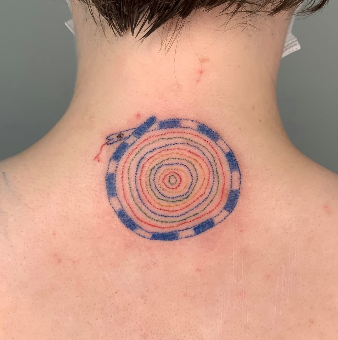 Unique Hebrew Tattoo Featuring Snake Motif Tattoo Design