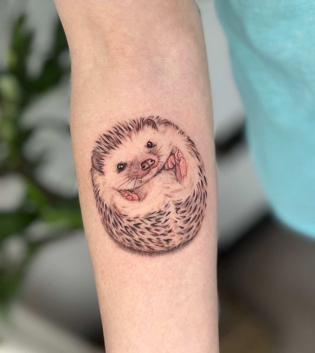Adorable hedgehog ink with playful vibes Tattoo Design